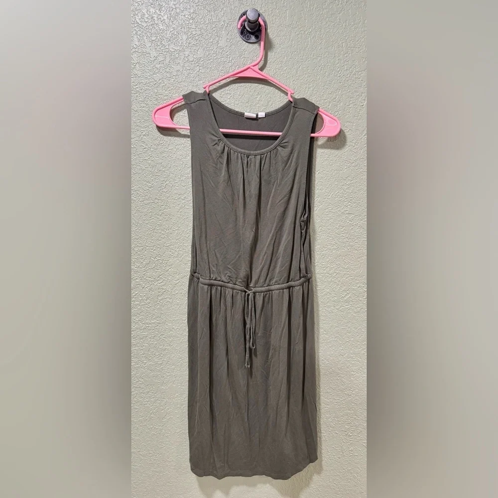gap olive green dress Green Crinkle Cotton Lace 3/4 Sleeve Midi Dress